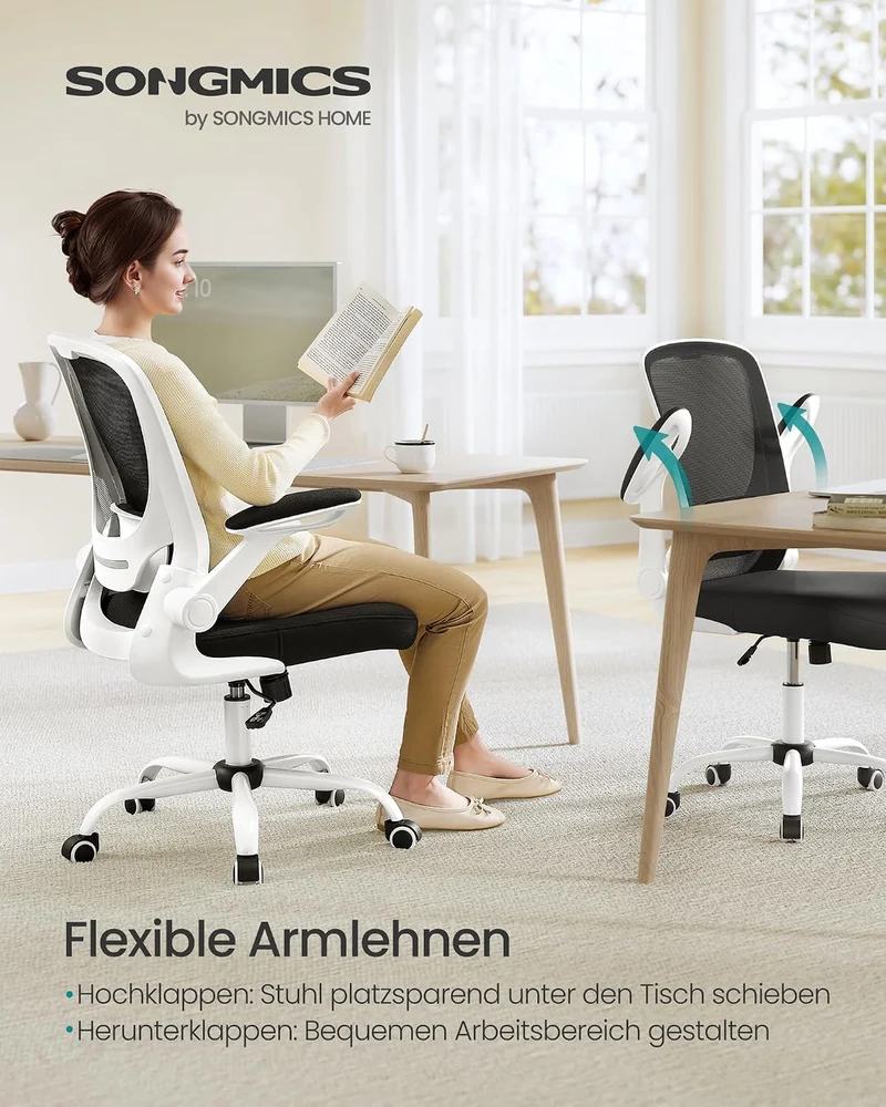 SONGMICS Bürostuhl ergonomisch, Drehstuhl mit Mesh, Lenden- und Kopfstütze, Wippfunktion, inklusive