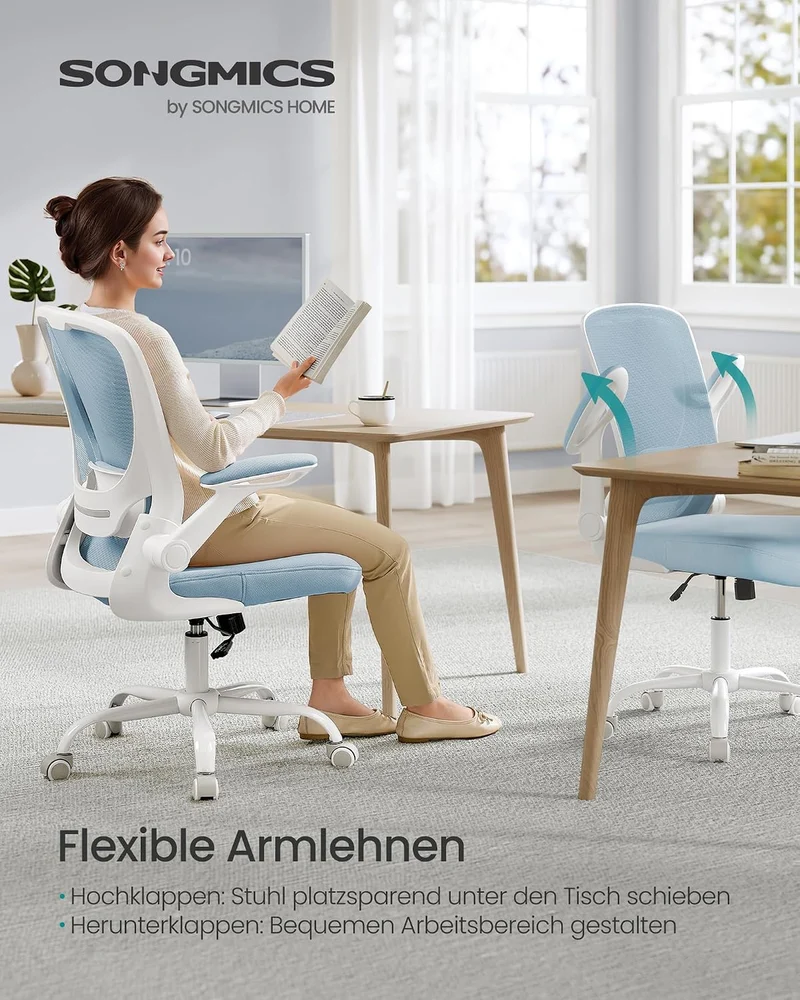 SONGMICS Bürostuhl ergonomisch, Drehstuhl mit Mesh, Lenden- und Kopfstütze, Wippfunktion, inklusive