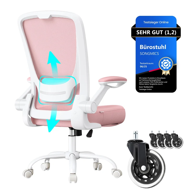 SONGMICS Bürostuhl ergonomisch, Drehstuhl mit Mesh, Lenden- und Kopfstütze, Wippfunktion, inklusive