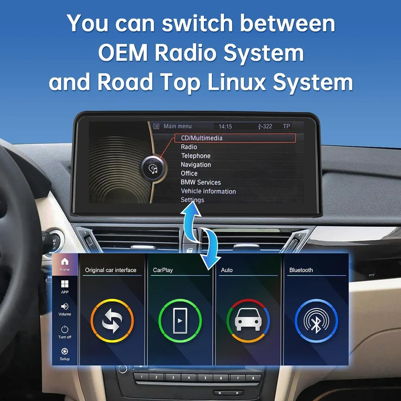 Road Top 10,25 Zoll Autoradio CarPlay für BMW X1 E84 mit CIC (2009-2015)