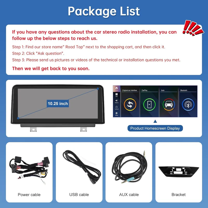 Road Top 10,25 Zoll Autoradio CarPlay für BMW X1 E84 mit CIC (2009-2015)