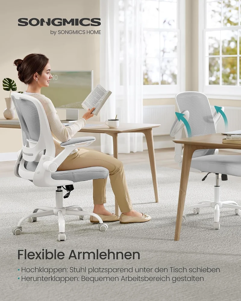 SONGMICS Bürostuhl ergonomisch, Drehstuhl mit Mesh, Lenden- und Kopfstütze, Wippfunktion, inklusive