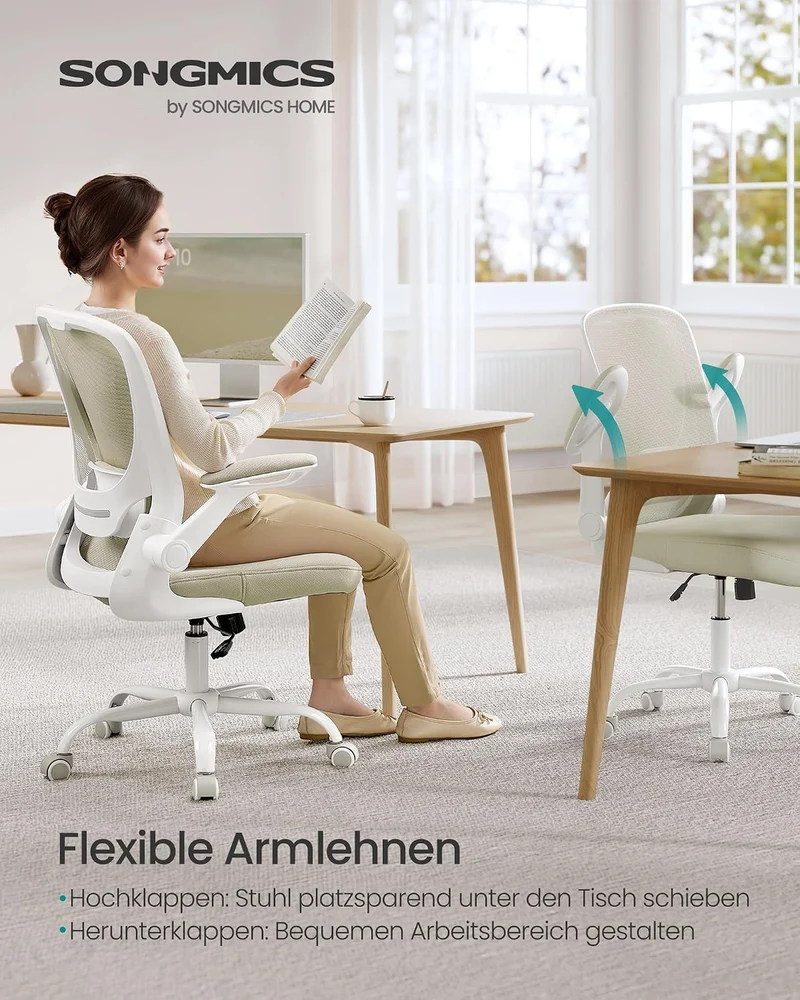 SONGMICS Bürostuhl ergonomisch, Drehstuhl mit Mesh, Lenden- und Kopfstütze, Wippfunktion, inklusive