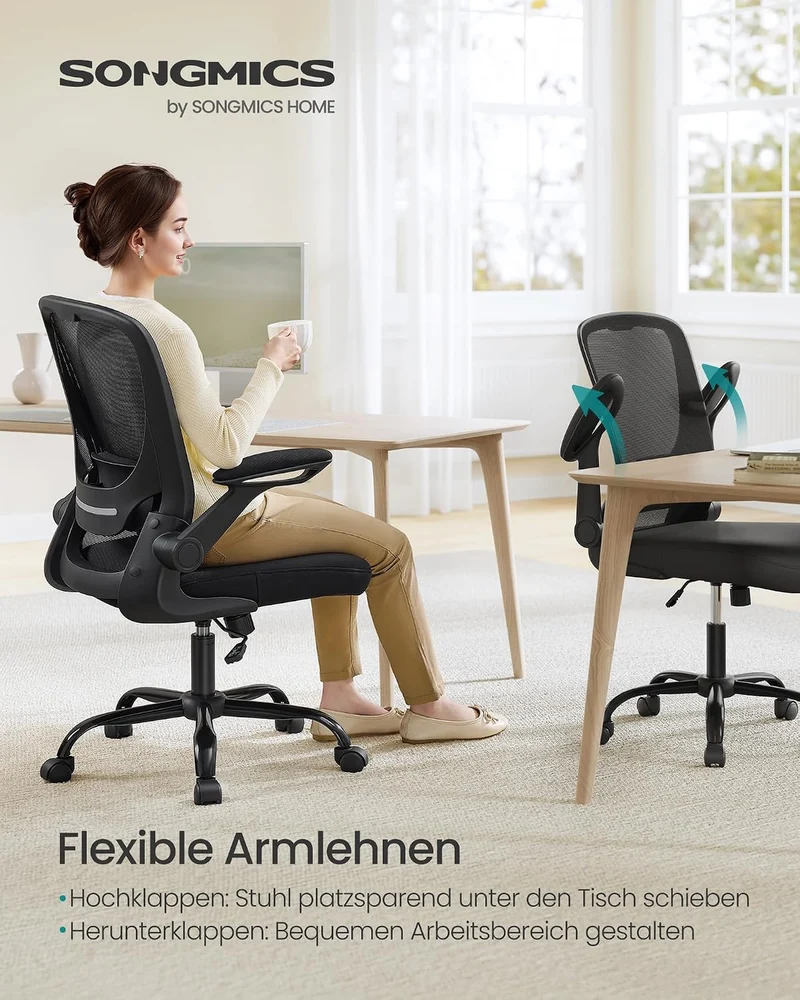 SONGMICS Bürostuhl ergonomisch, Drehstuhl mit Mesh, Lenden- und Kopfstütze, Wippfunktion, inklusive