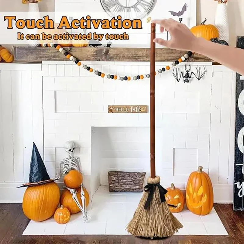Tanzender Schwebender Hexenbesen Halloween Deko, Beweglicher Hexenbesen