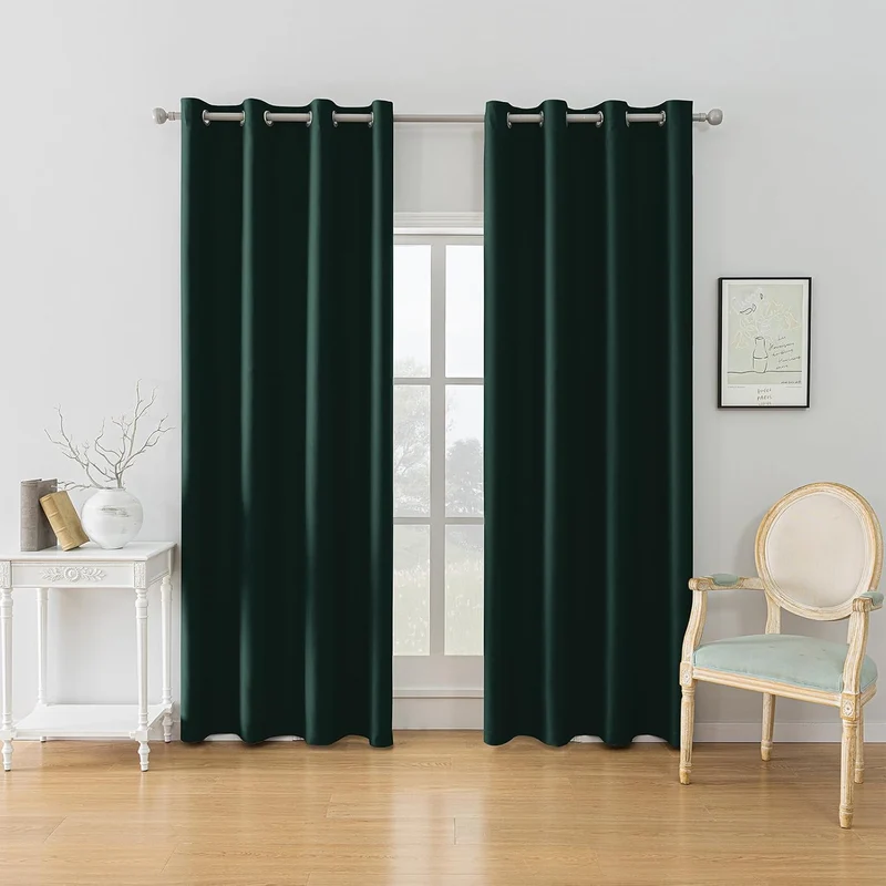 YSTELLAA Gardinen Vorhänge 2er Set, 117×137 cm, Grün Grün H137 x B117 cm (2er Pack), Grün H137 x B11