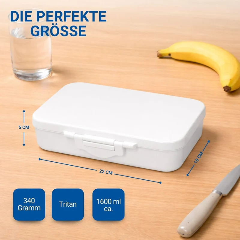 Personalisierte Lunchbox Triva - Tritan Brotdose mit Fächern in Weiss robust Weiss + Wunschtext, Wei