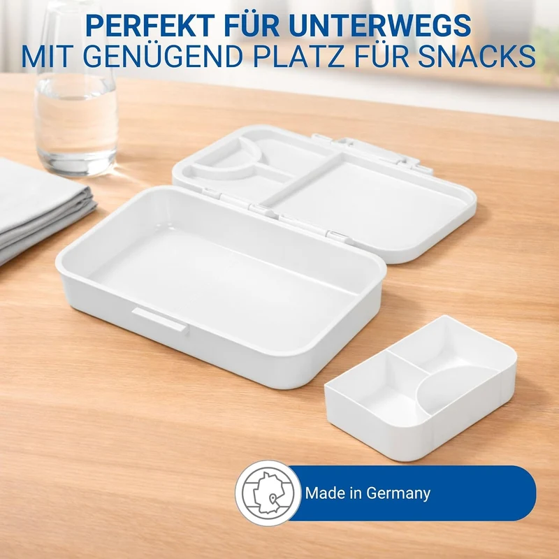 Personalisierte Lunchbox Triva - Tritan Brotdose mit Fächern in Weiss robust Weiss + Wunschtext, Wei