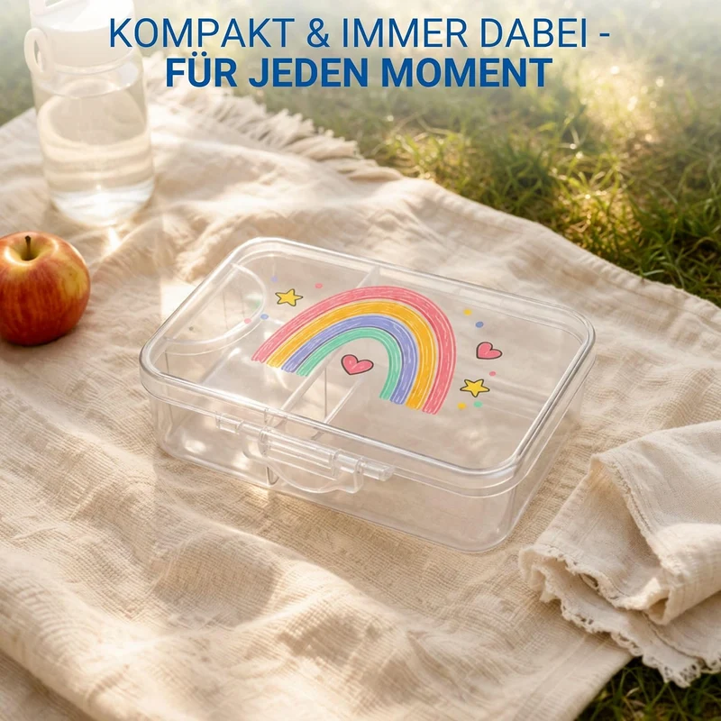 Personalisierte Lunchbox Triva - Tritan Brotdose mit Fächern in Weiss robust Weiss + Wunschtext, Wei