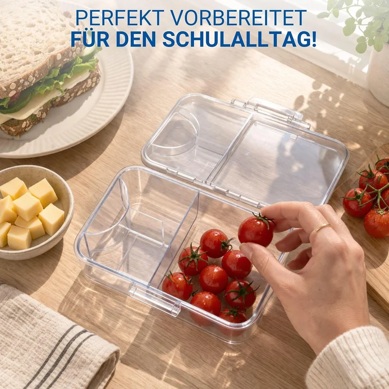 Personalisierte Lunchbox Triva - Tritan Brotdose mit Fächern in Weiss robust Weiss + Wunschtext, Wei