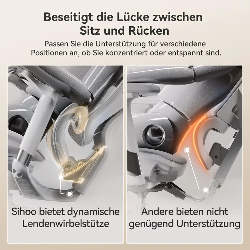 SIHOO Doro C300 Bürostuhl Ergonomisch mit Dynamischer Lendenwirbelstütze Weiss Pack of 2, Weiss Pack