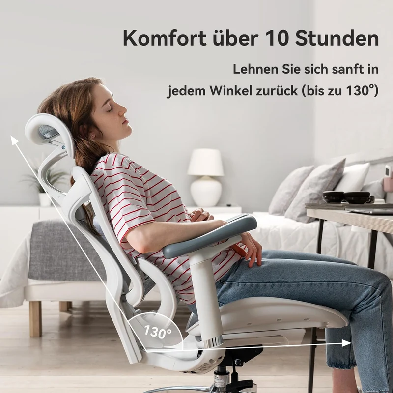 SIHOO Doro C300 Bürostuhl Ergonomisch mit Dynamischer Lendenwirbelstütze Weiss Pack of 2, Weiss Pack