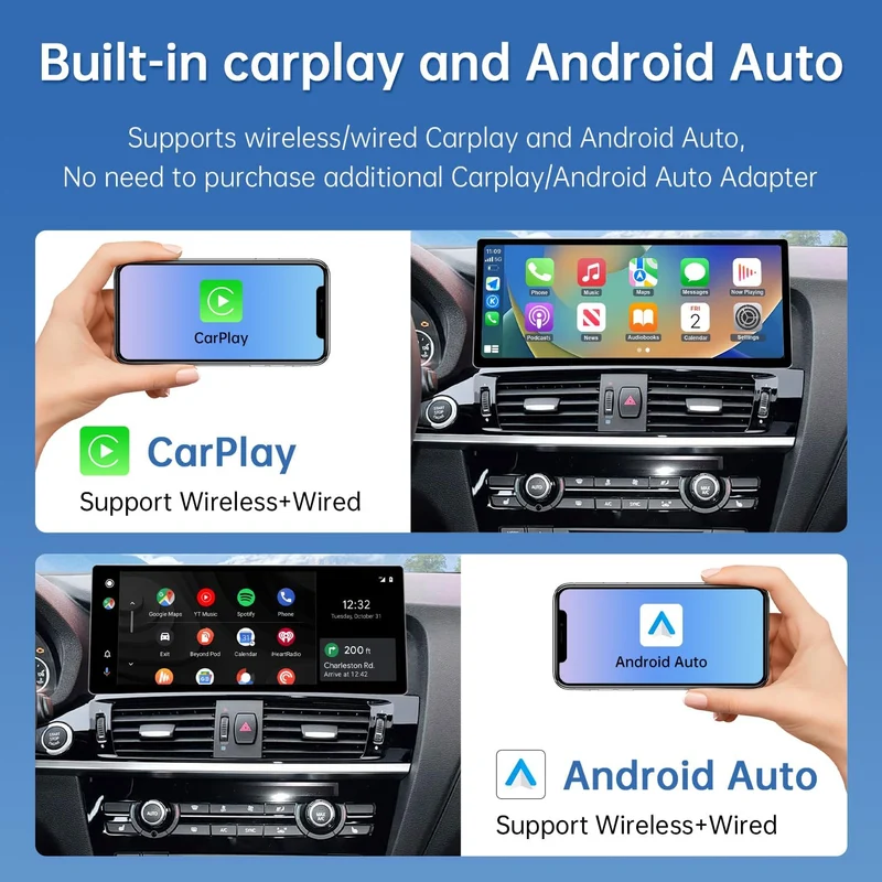 Road Top 12,3 Zoll Autoradio Carplay für BMW X3 X4 F25 F26 mit EVO (2016-2017)