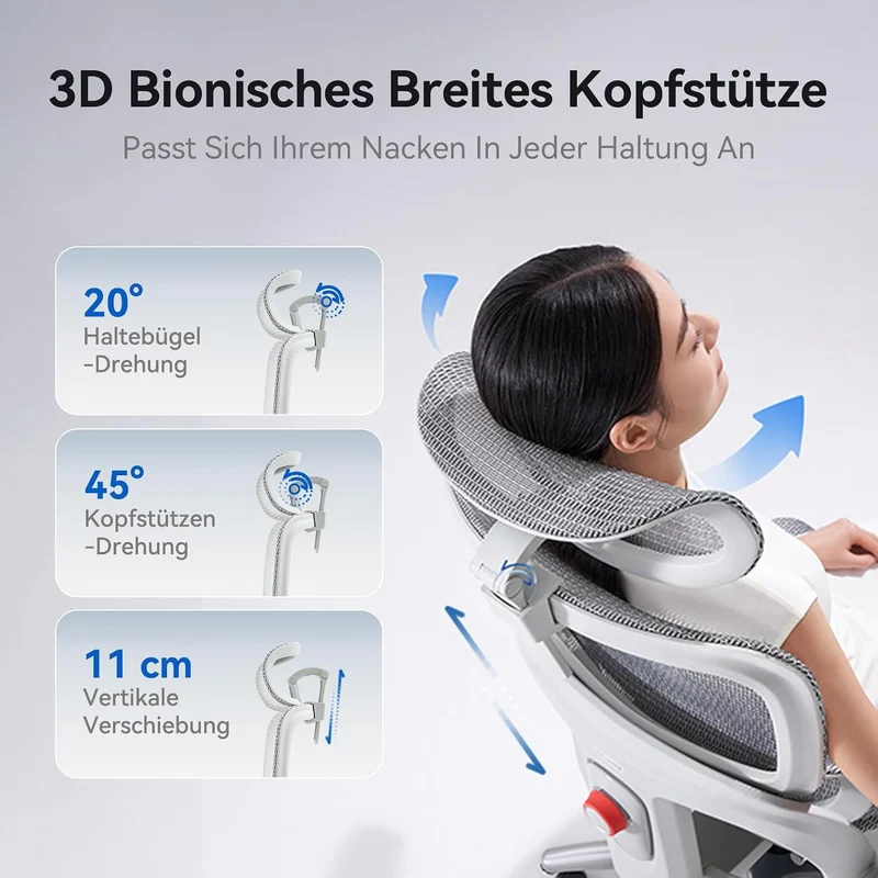SIHOO B300 Pro Bürostuhl Ergonomisch mit 4D-verstellbare Lendenwirbelstütze Weiss Pack of 2, Weiss P