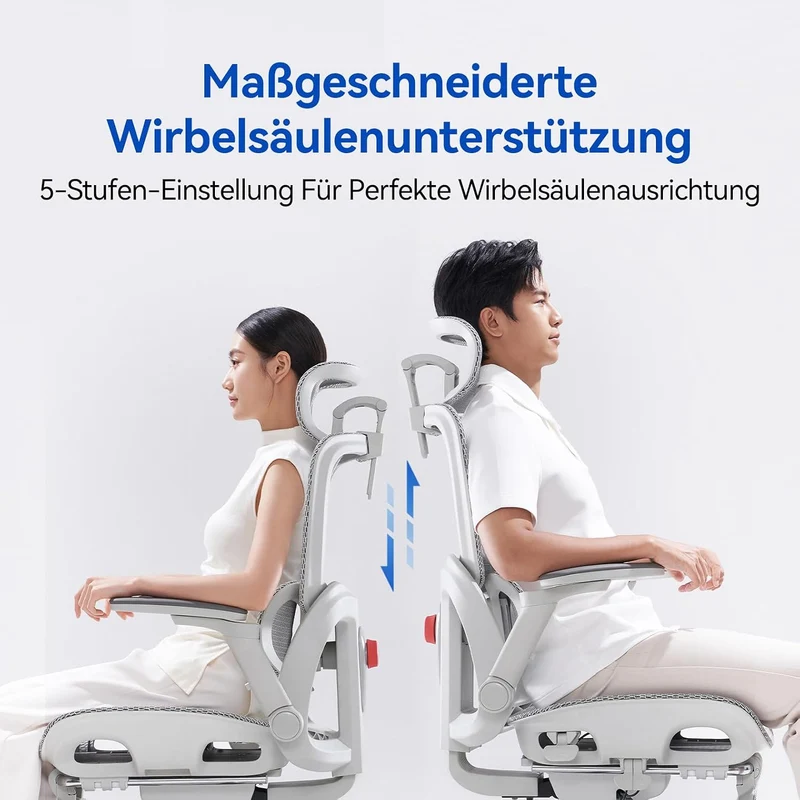 SIHOO B300 Pro Bürostuhl Ergonomisch mit 4D-verstellbare Lendenwirbelstütze Weiss Pack of 2, Weiss P