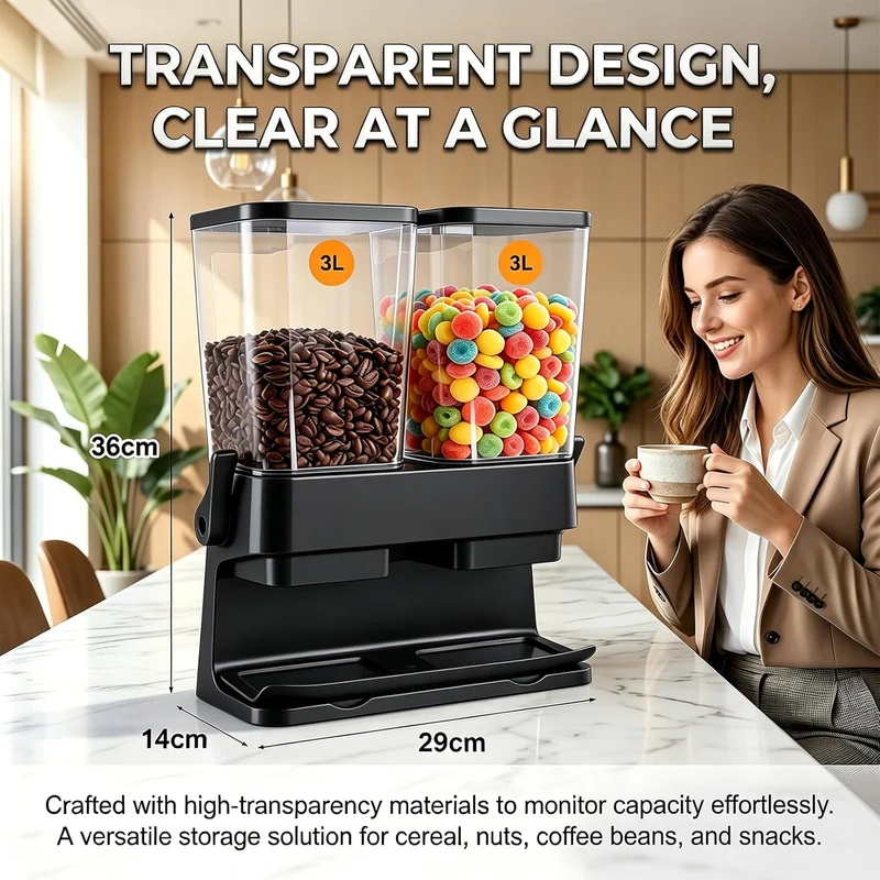 Müslispender 2er Set 3l Luftdichter Cornflakes Spender Behälter Grosse Kapazität Automatic Rice Stor
