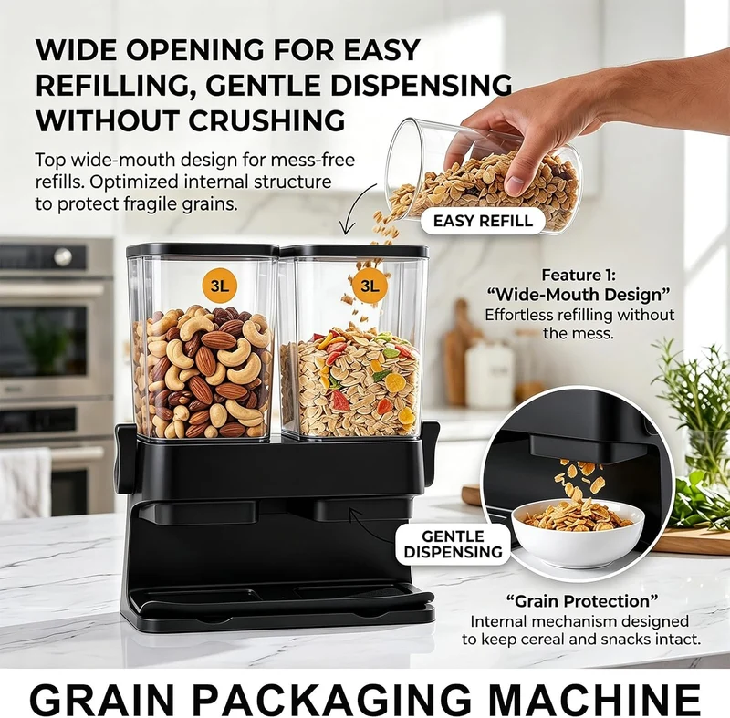 Müslispender 2er Set 3l Luftdichter Cornflakes Spender Behälter Grosse Kapazität Automatic Rice Stor