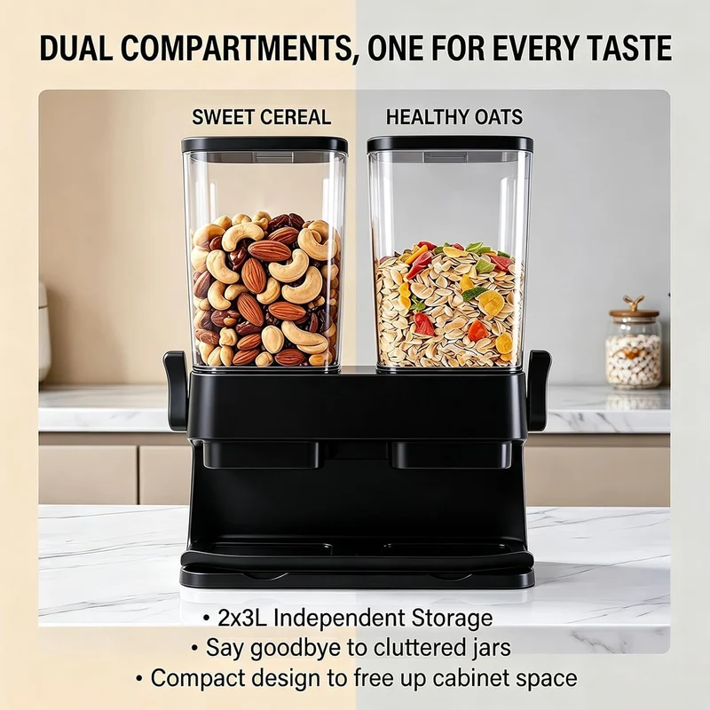 Müslispender 2er Set 3l Luftdichter Cornflakes Spender Behälter Grosse Kapazität Automatic Rice Stor