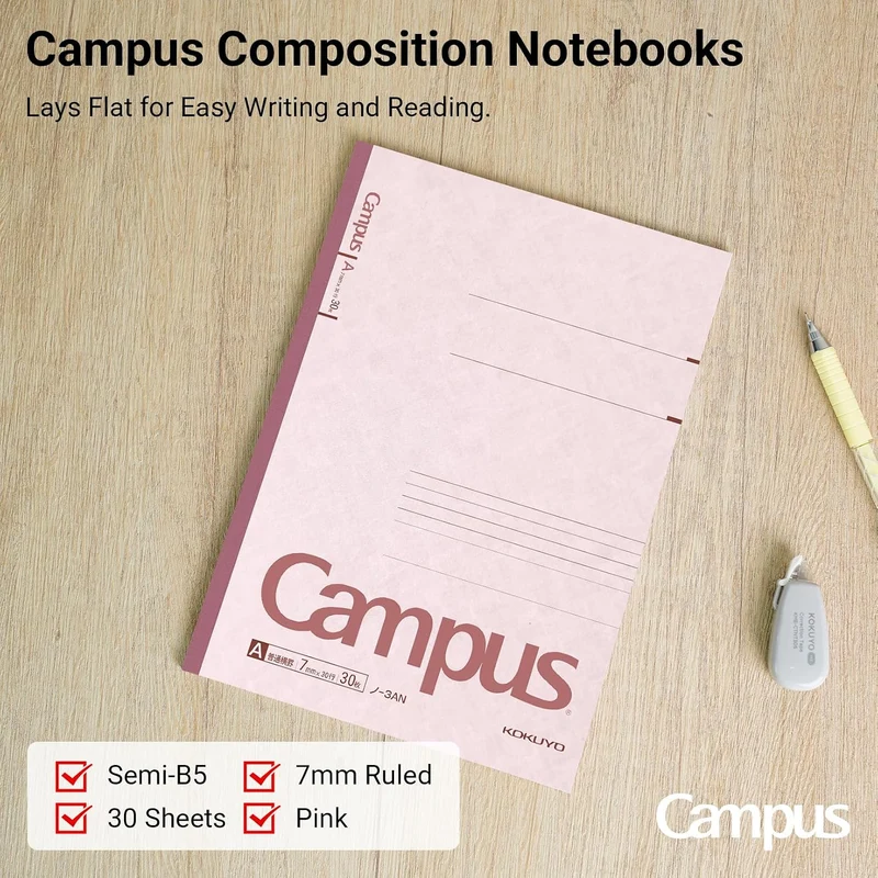 5 books Pakkuno-3A x 5 Kokuyo S & T campus A ruled notebook (japan import) Semi-B5 30 sheets 5 pack