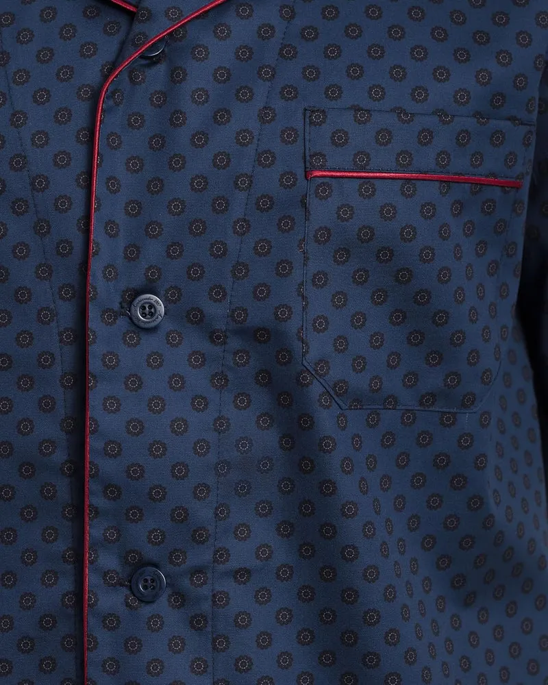 Revise RE-950 Kurzer Herrenpyjama - Schlafanzug für Herren - Pyjama – 100% Baumwolle M Dunkelblau C3