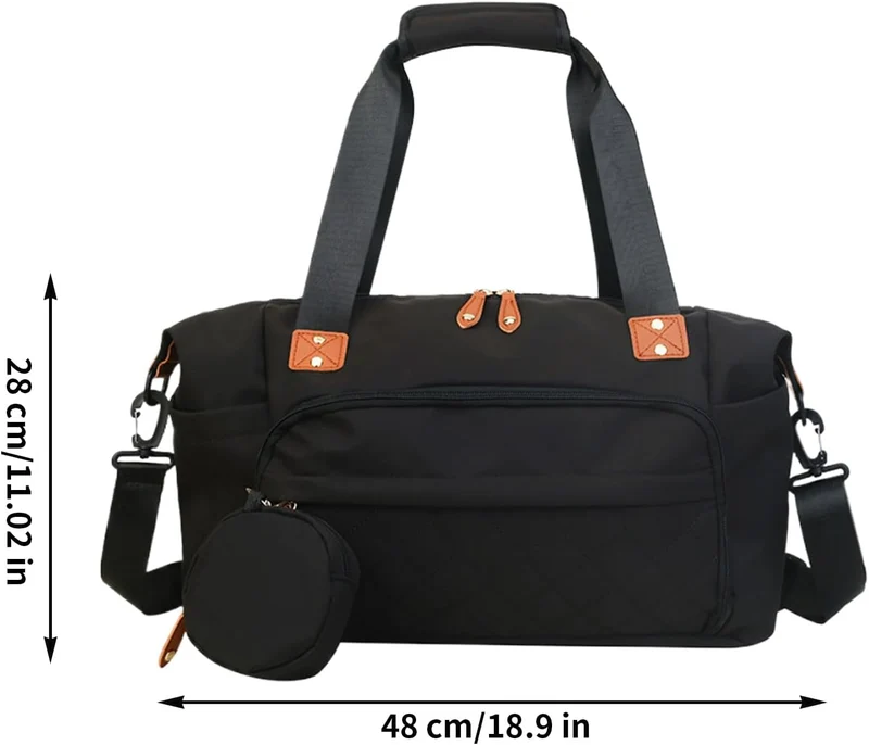 Generisch Large Diaper Bag, 48x20x28cm Nylon Travel Organizer Tote Handbag with Ergonomic Shoulder S