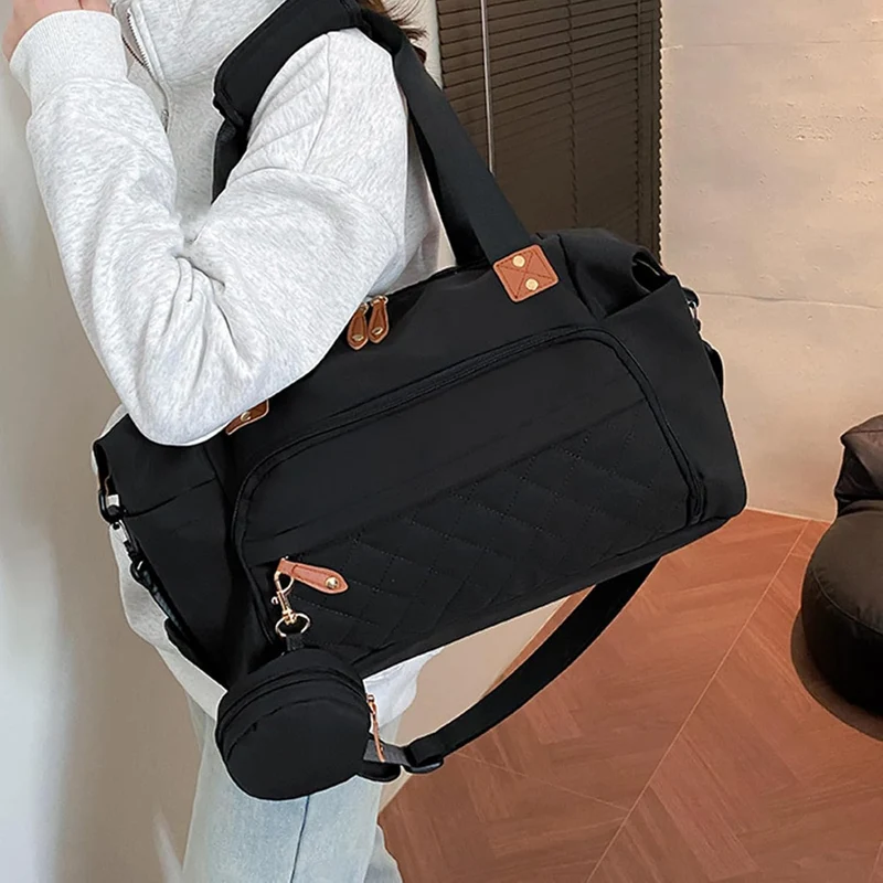 Generisch Large Diaper Bag, 48x20x28cm Nylon Travel Organizer Tote Handbag with Ergonomic Shoulder S