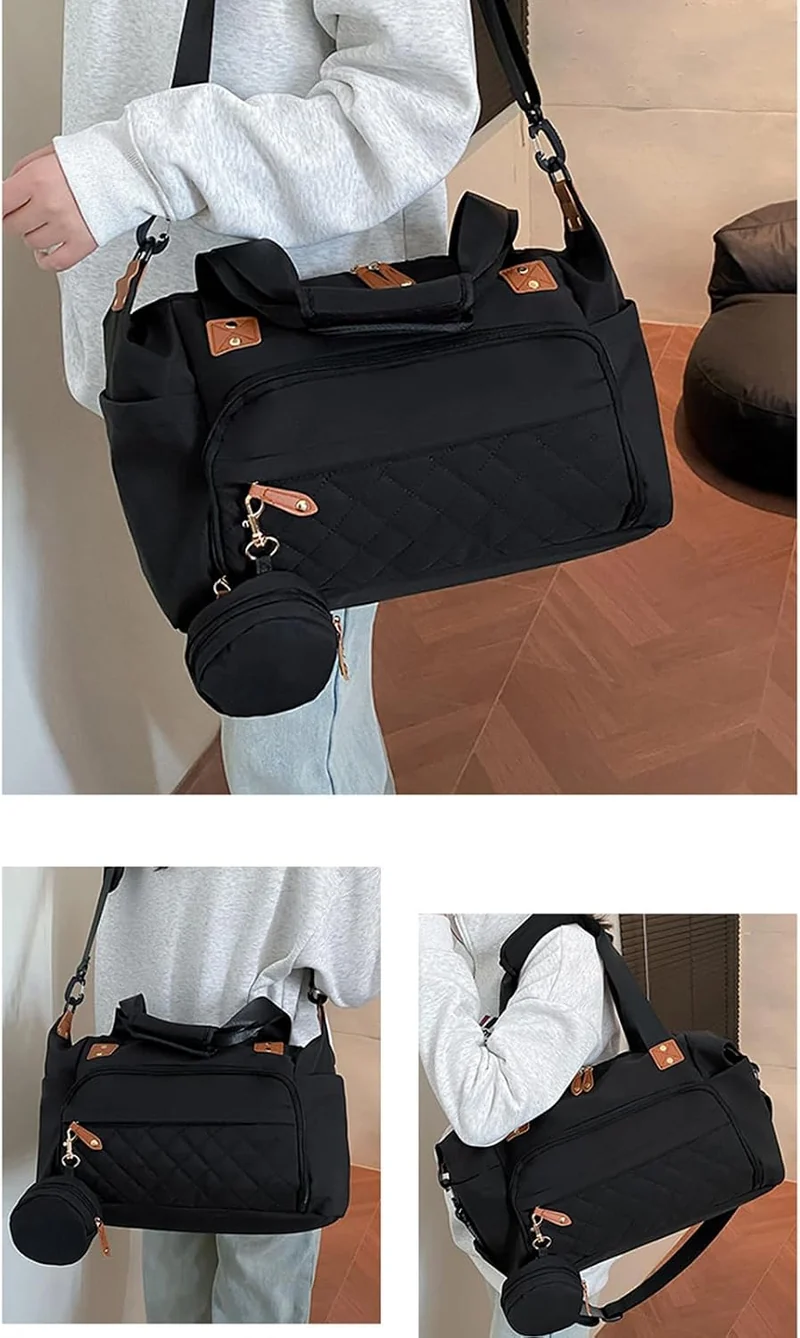 Generisch Large Diaper Bag, 48x20x28cm Nylon Travel Organizer Tote Handbag with Ergonomic Shoulder S