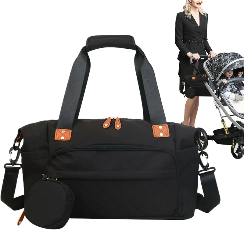Generisch Large Diaper Bag, 48x20x28cm Nylon Travel Organizer Tote Handbag with Ergonomic Shoulder S