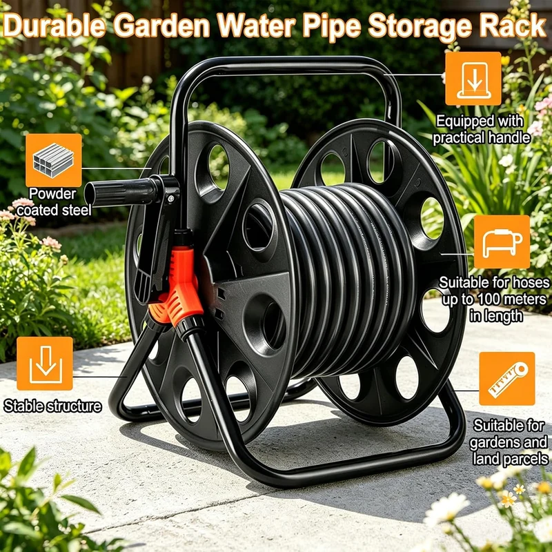 Gartenschlauch Trommel, Schlauchaufroller Metall für 50m Gartenschlauch