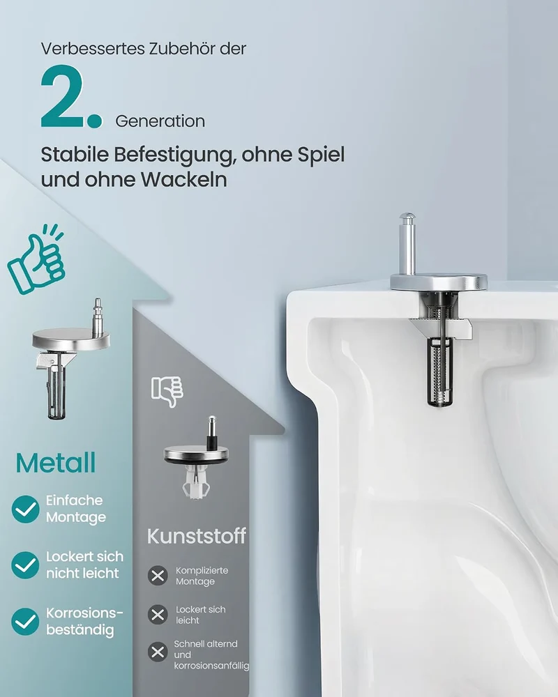 SONGMICS Toilettendeckel, kurze D-Form, mit Absenkautomatik, Griff, WC Sitz D-Form Kurze, D-Form Kur