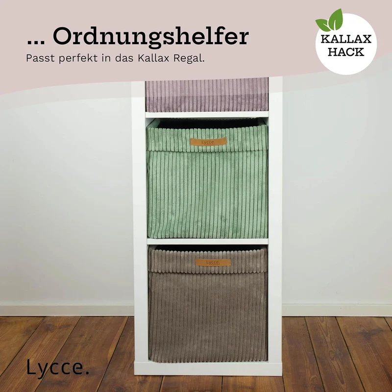 Lycce Kallax Box Cord, Faltbox + abnehmbarer Bezug | salbei Salbei 1 Stück, Salbei 1 Stück
