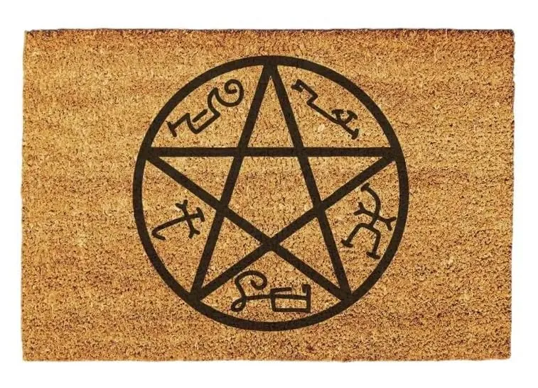 Giftstory Fussmatte mit Teufelsfalle – 80x50 cm – Gothic Deko mit Pentagramm, Hexenkunst & dunklen K