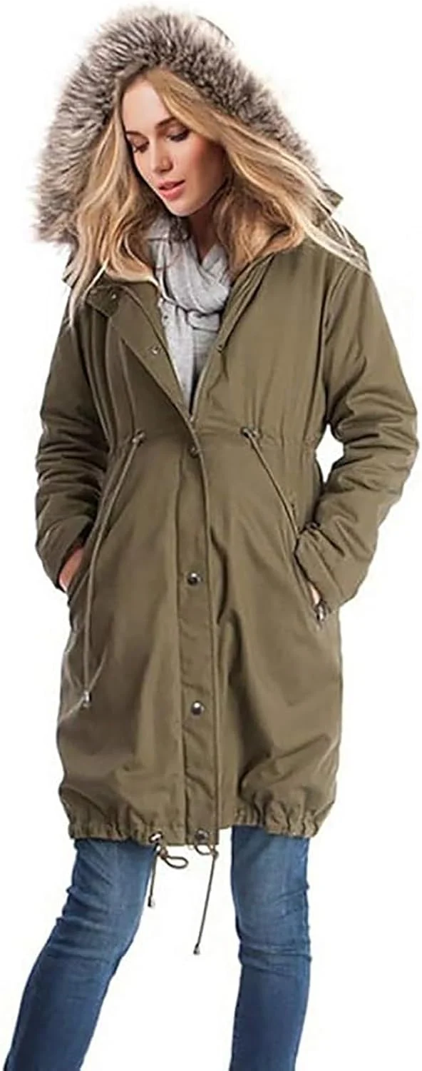 Umstandsjacke Winter Warm Baumwolljacke Mit Babyeinsatz Einstellbarer Kordelzug Tragejacke Vintage U