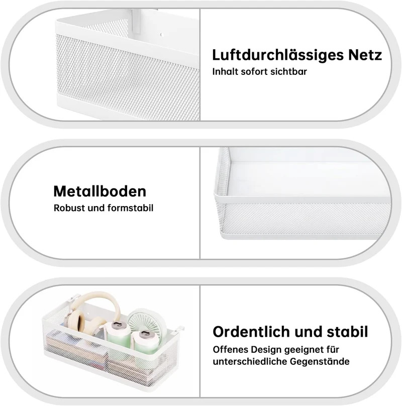 Bettablage zum Einhängen, Bett Organizer für Schlafzimmer & Wohnheim, Gross Weiss 28 × 12,5 × 10 cm,
