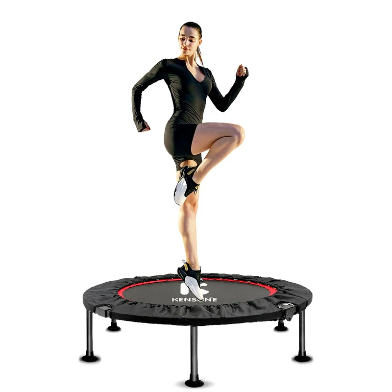 Faltbares Mini Trampolin mit verstellbarem Handlauf, 101.6CM Fitness Trampolin leiser Rebounder für