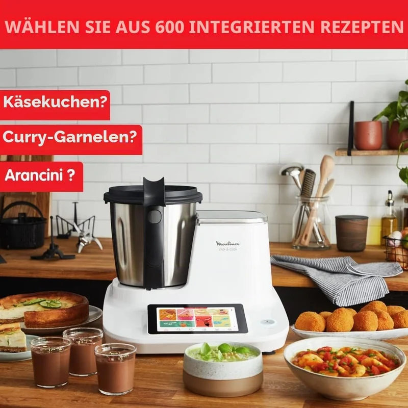 Moulinex Click & Cook Küchenmaschine mit integrierter Küchenwaage, Leistung 1400 W, Fassungsvermögen
