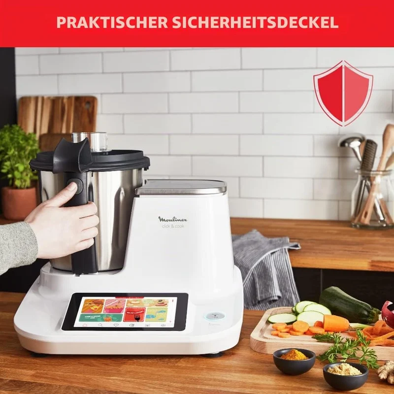 Moulinex Click & Cook Küchenmaschine mit integrierter Küchenwaage, Leistung 1400 W, Fassungsvermögen