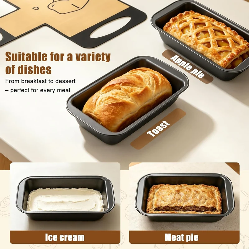 2 Stück Brotbackform Kasten Set, Kastenform Brot 25x13x6cm mit 2 Backmatte Antihaft, Rechteckig Brot