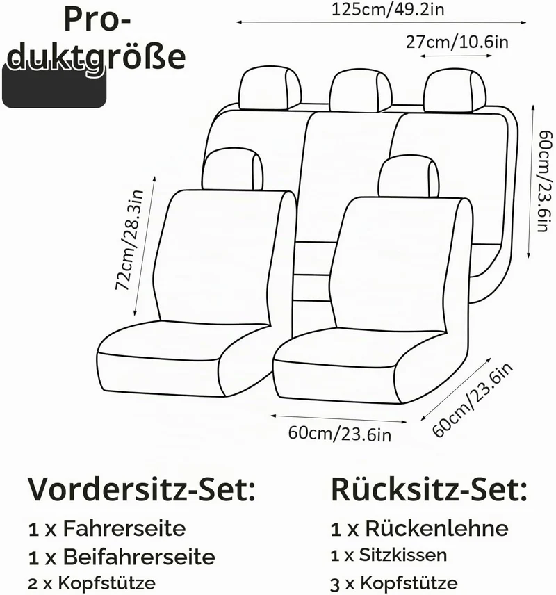 Universal Autositzbezüge Set, Autositzbezüge, Sitzbezüge Auto Für 5 Sitzer, Schonbezüge für Autositz