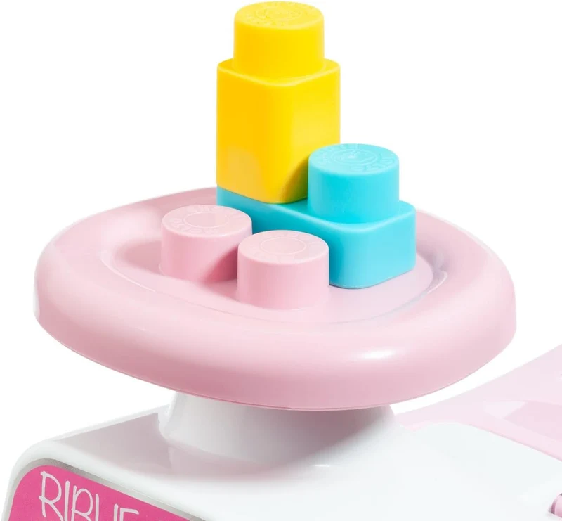 MOLTÓ | RIBLIE GO Lauflernwagen Rose mit 10 Blöcken | 2 in 1 Lauflernwagen und Aufsitzfahrzeug | För