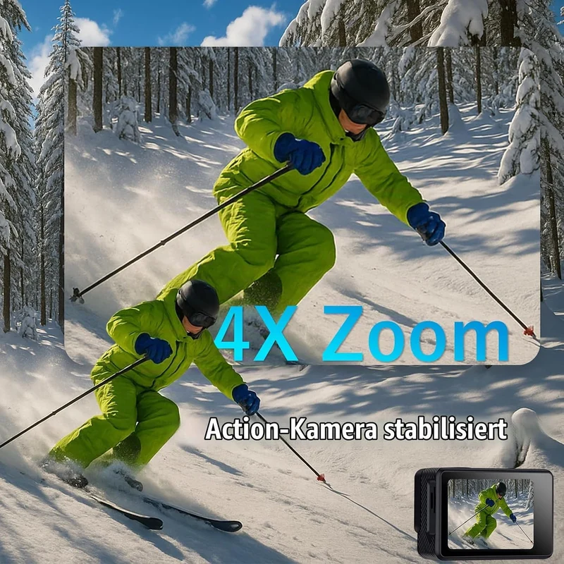Action Cam FHD 1080P Dual-Screen Unterwasserkamera | wasserdicht bis 40M, Actionkamera mit 2×1050-mA
