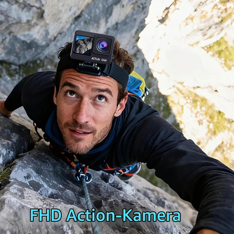 Action Cam FHD 1080P Dual-Screen Unterwasserkamera | wasserdicht bis 40M, Actionkamera mit 2×1050-mA
