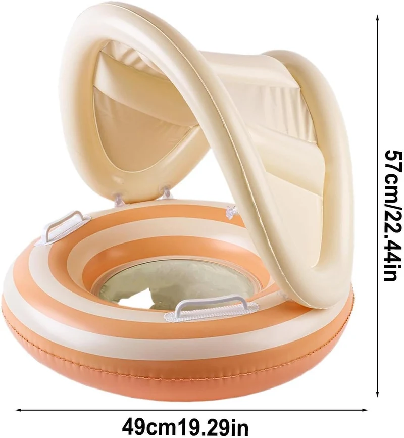 Aufblasbare Kinder-Pool-Schwimminsel Pool-Schwimmspielzeug mit Sonnenschutz Orange, Orange