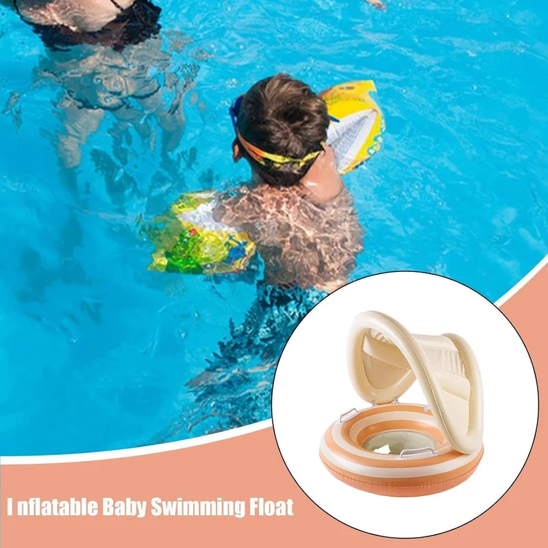 Aufblasbare Kinder-Pool-Schwimminsel Pool-Schwimmspielzeug mit Sonnenschutz Orange, Orange
