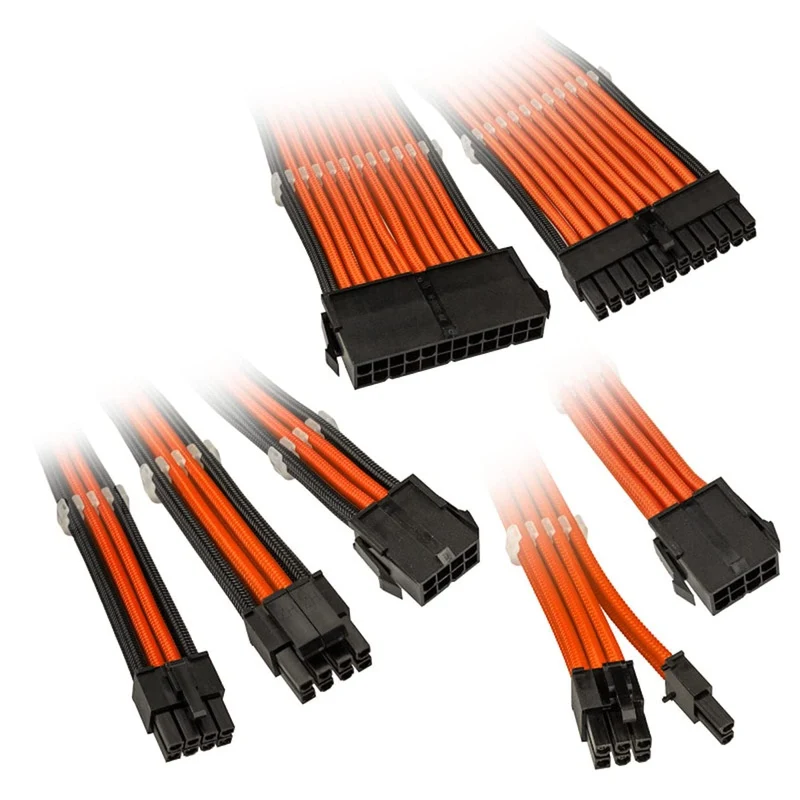 Kolink Six Cable Extension Sets Sleeved Cable Kit - Contains 24-Pin 4+4-Pin 8-Pin and 6+2-Pin PC Cab