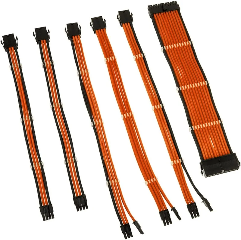 Kolink Six Cable Extension Sets Sleeved Cable Kit - Contains 24-Pin 4+4-Pin 8-Pin and 6+2-Pin PC Cab