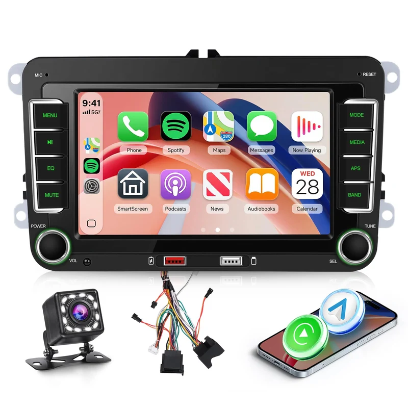 Hodozzy Autoradio für VW Passat Golf Seat Altea Skoda Octavia mit Wireless Carplay Android Auto,7 Zo