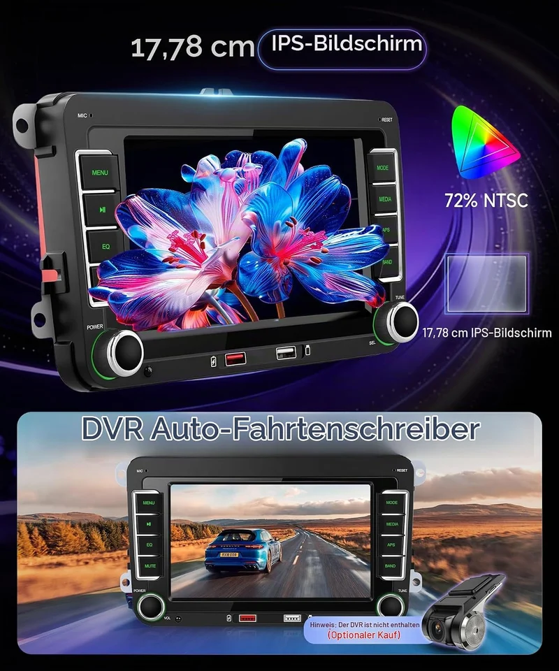 Hodozzy Autoradio für VW Passat Golf Seat Altea Skoda Octavia mit Wireless Carplay Android Auto,7 Zo