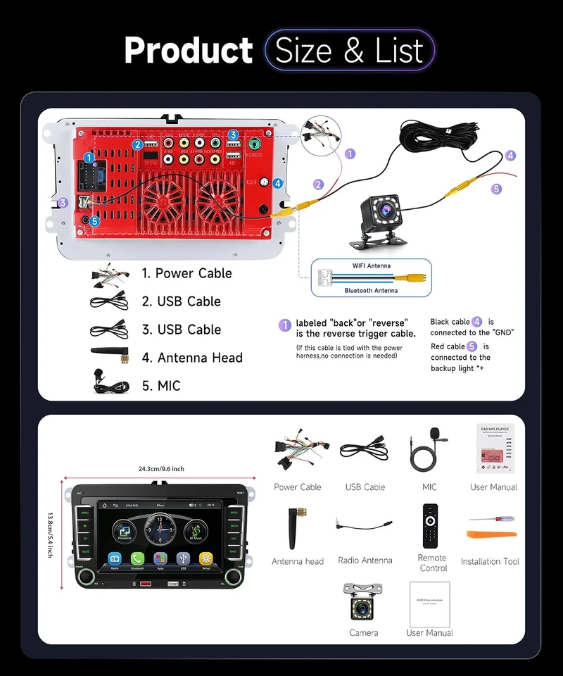 Hodozzy Autoradio für VW Passat Golf Seat Altea Skoda Octavia mit Wireless Carplay Android Auto,7 Zo