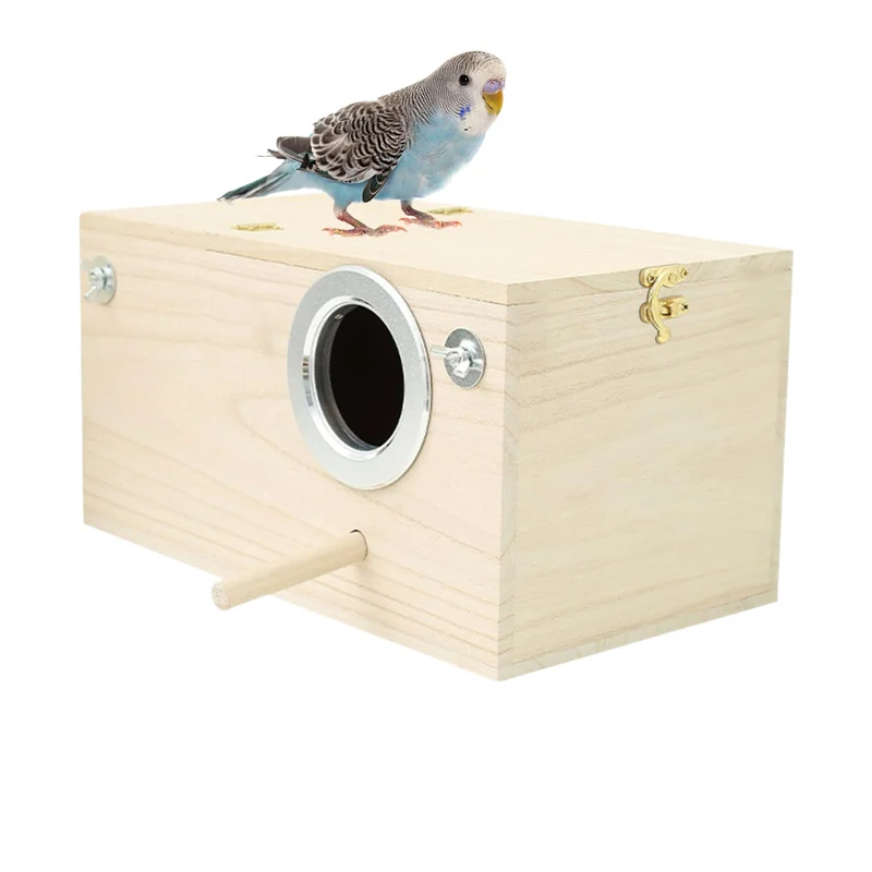Vogel-Nistkasten Holzhaus aus Naturholz | Vogelbrutkasten 24,5x13x13 cm für Finken Kakadus Nymphensi